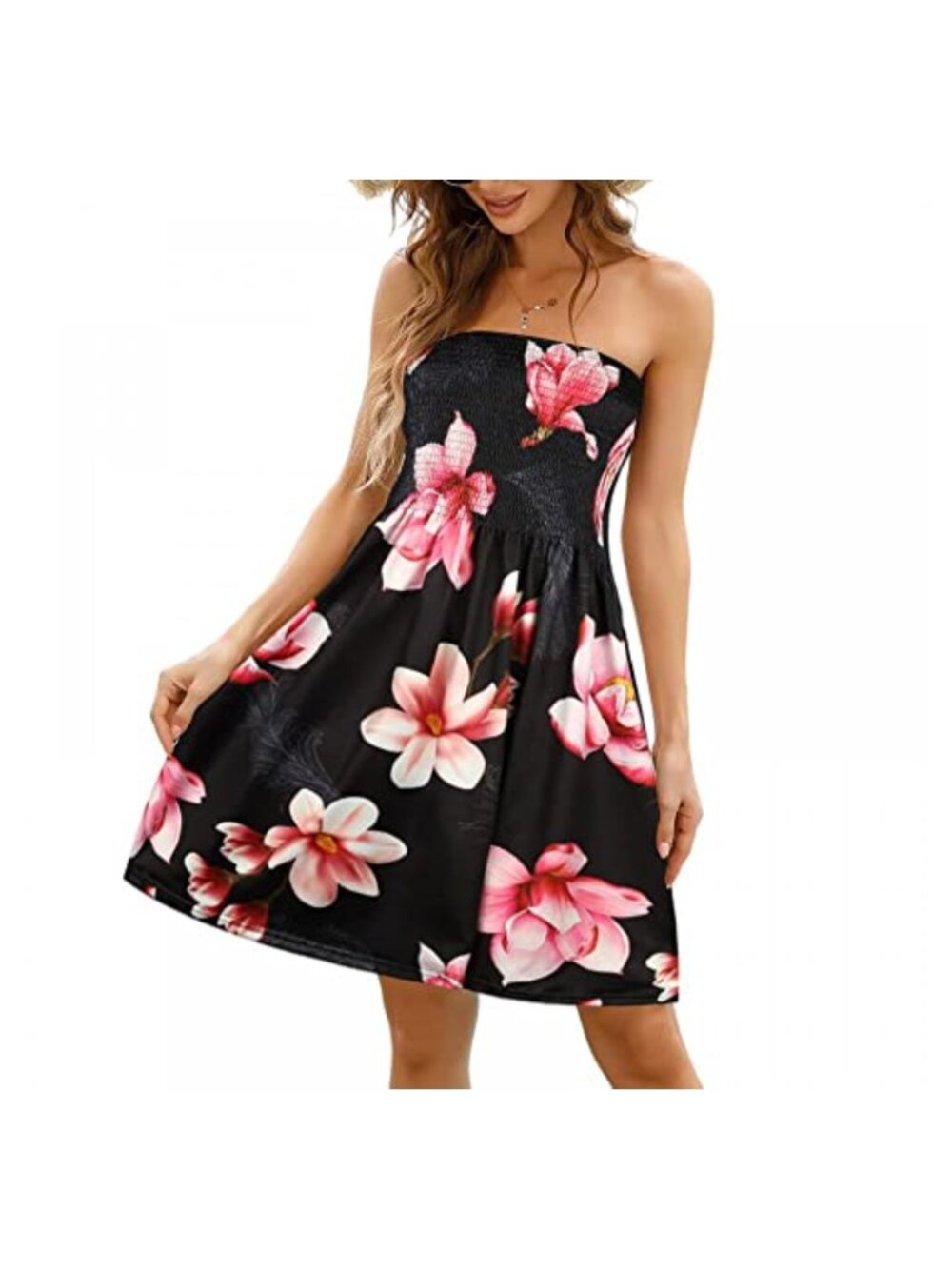 Strapless Floral Mini Sundress Women Beach Cover Up Tube Dress Bohemian